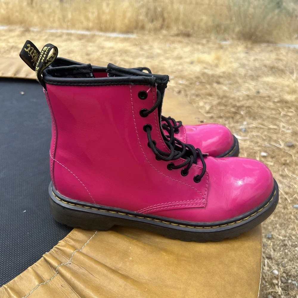 Dr. Martens 1460 J Youth Girls Size 4 Euro 36 Leather Zip Boots Hot Pink Doc